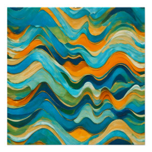 Póster Olas de Naranja verde azul "Sanlúcar"