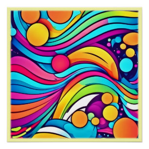 Póster Olas de neón Cosmos vibrante