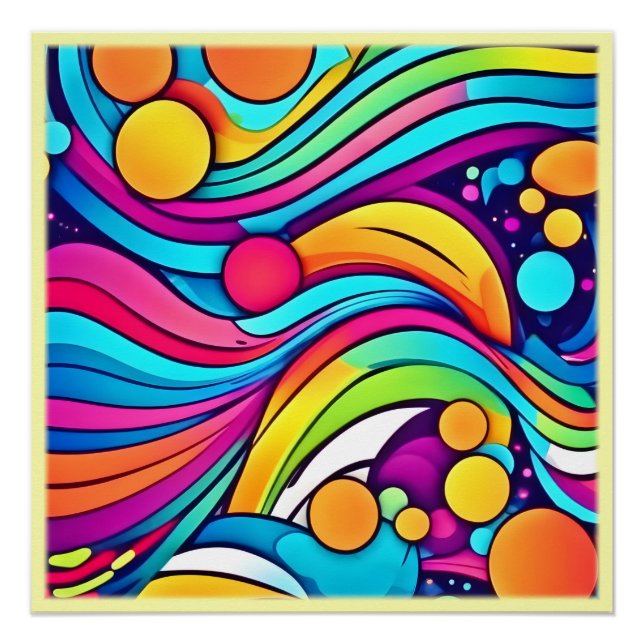 Póster Olas de neón Cosmos vibrante (Anverso)