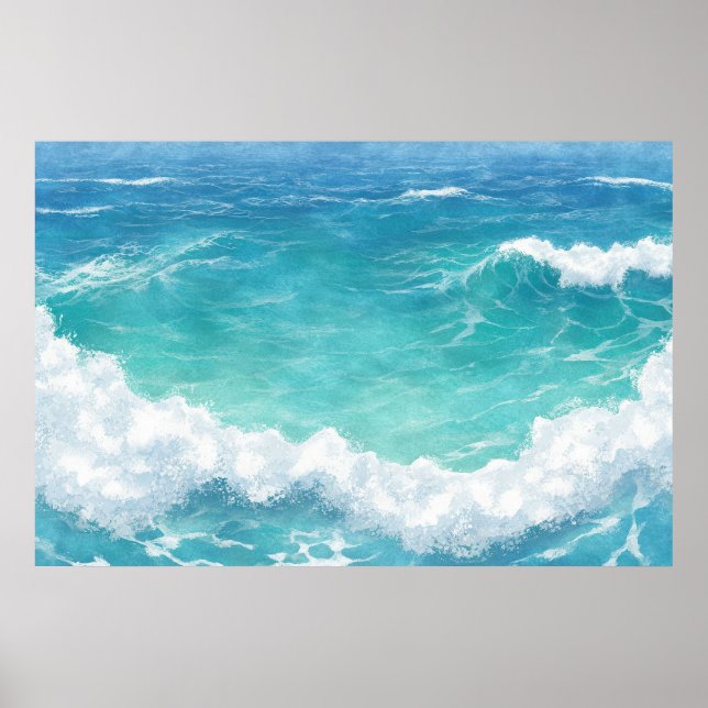 Póster Olas de océano turquesa (Frente)