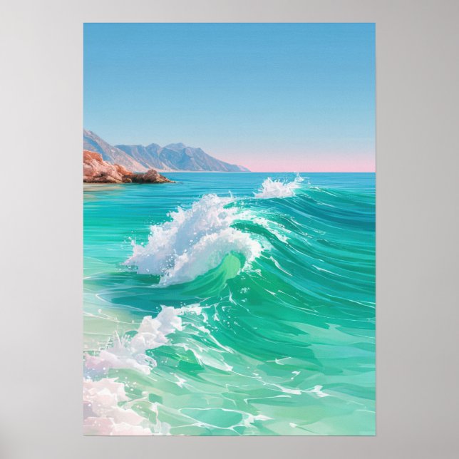 Póster Olas de océano turquesa  (Frente)