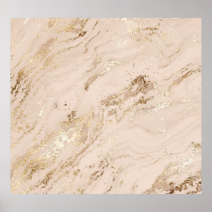 Póster Olas de oro: Mármol abstracto