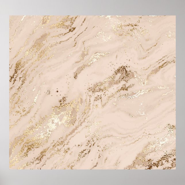 Póster Olas de oro: Mármol abstracto (Frente)