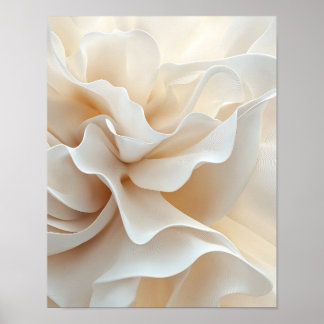 Póster Olas de Pétalos Fluidos en Retrato de Crema #3