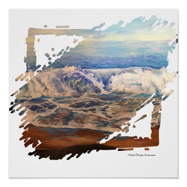 Póster Olas de Playa Azul (Anverso)