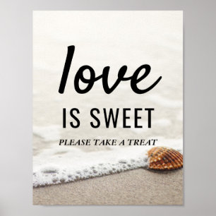 Póster Olas de playa Boda Amor es Rótulo dulce