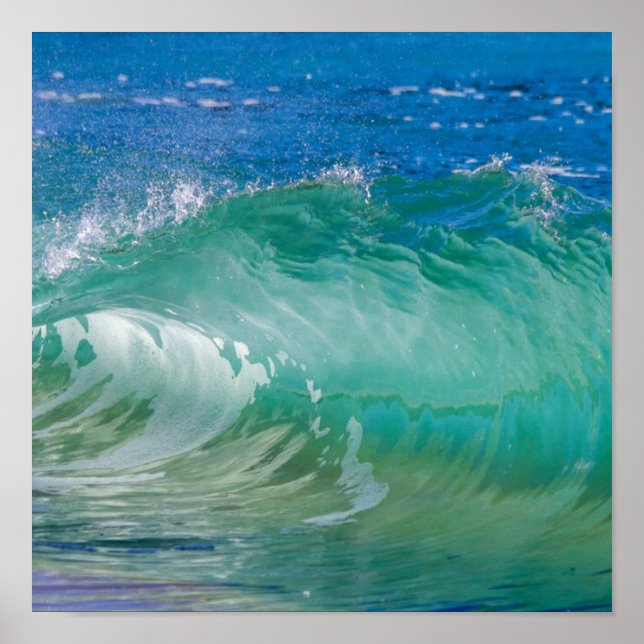 Póster Olas de playa de verano del océano azul (Frente)