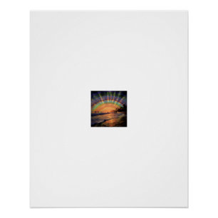 Póster Olas de Playa en Puesta de Sol Psicodélica