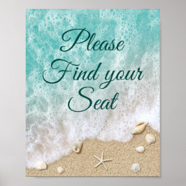 Póster Olas de Playa Por Favor Encuentre Su Asiento Carte