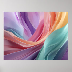 Póster Olas de tela pastel abstracta