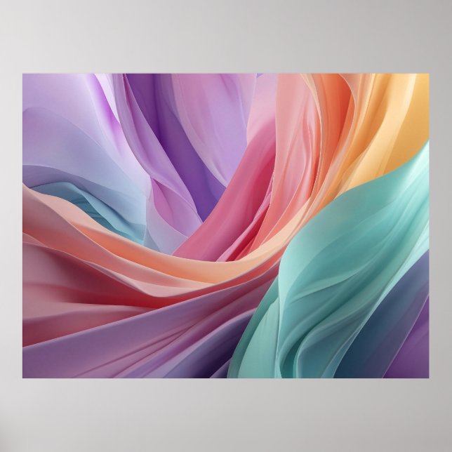 Póster Olas de tela pastel abstracta (Frente)