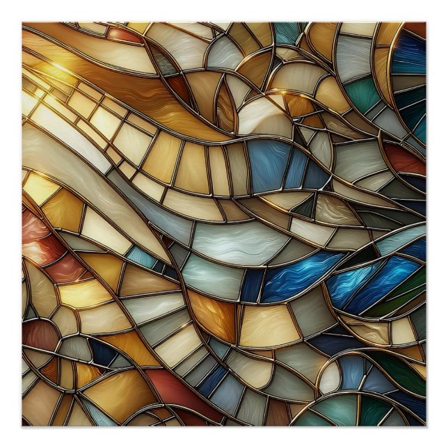 Póster Olas de Vidrio Teñido (Anverso)