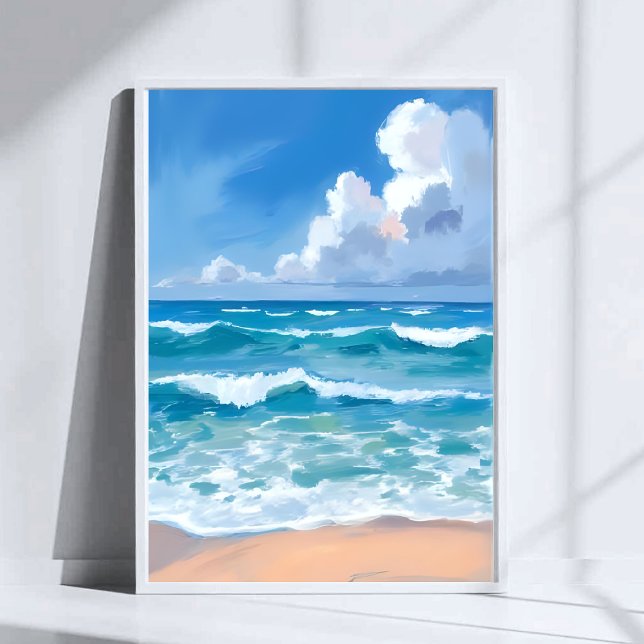 Póster Olas del Océano Azul | Acuarela de Mar de Playa (Subido por el creador)