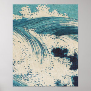 Póster Olas del Océano Azul Grabado en Madera Japonés 