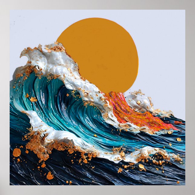 Póster Olas del océano con tonos vibrantes (Frente)