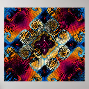 Póster Olas diagonales ornamentales: textura mosaica