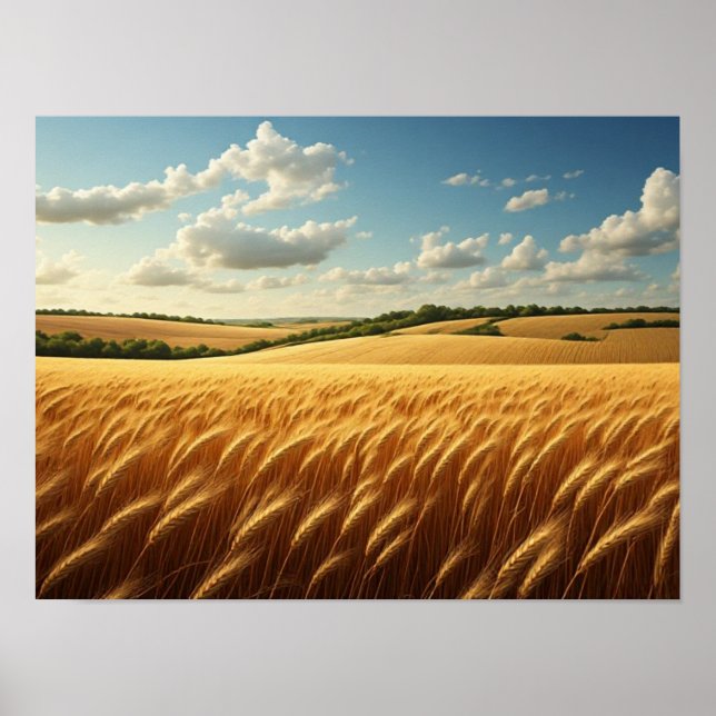 Póster Olas doradas bajo un cielo de verano (Frente)