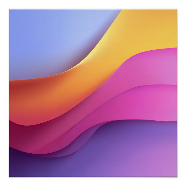 Póster Olas doradas de capa azul (Anverso)