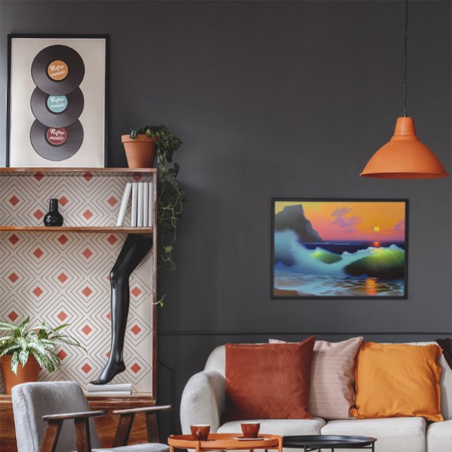 Póster Olas dramáticas del océano y puesta de sol (Subido por el creador)