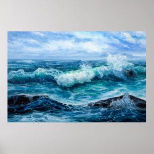 Póster Olas en el océano. Impresionismo moderno, modernis