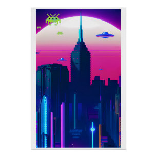 Póster Olas nocturnas y Vapor Daze