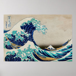Póster Olas oceánicas japonesas ola playa estética