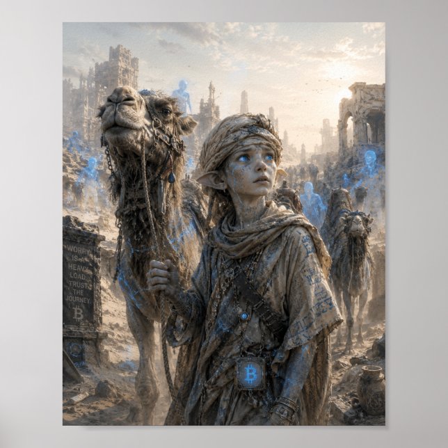Póster Olas / Pastor de Camellos / Desierto (Frente)