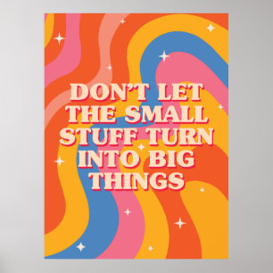 Póster Olas Retro Groovy Con Mantra de Mindfulness