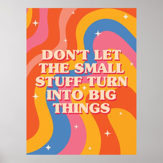 Póster Olas Retro Groovy Con Mantra de Mindfulness (Frente)