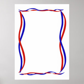 Póster Olas Rojas Blancas y Azules 