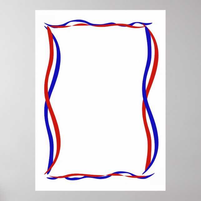 Póster Olas Rojas Blancas y Azules  (Frente)