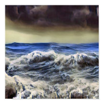 Olas salvajes en el océano - Poster