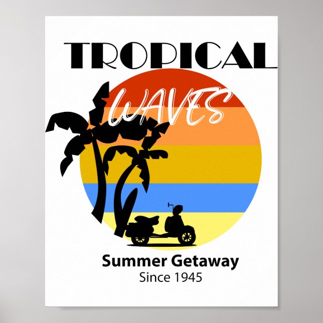 Póster Olas tropicales Poster Getaway Beach (Frente)