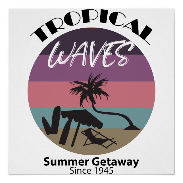Póster Olas tropicales Tema Getaway de verano (Anverso)
