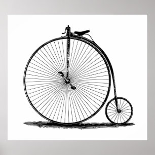 Póster old  19th bicycle century penny farthing l Vintage