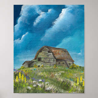 Póster Old Barn and Wildflowers 3-2026 Print