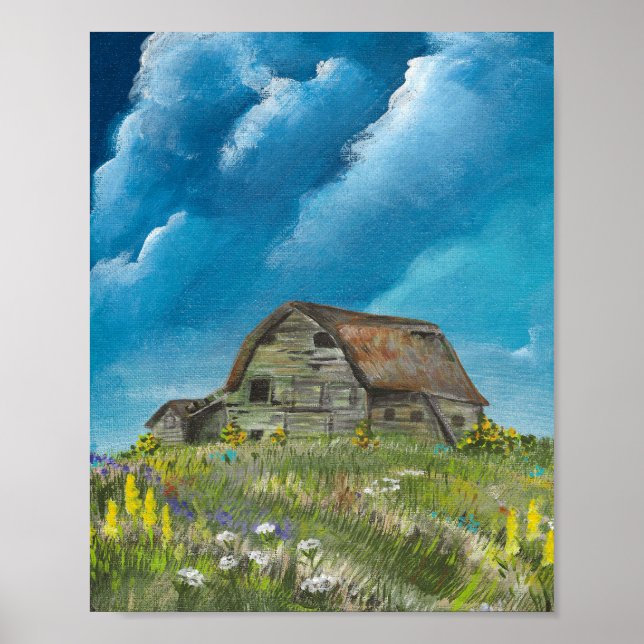 Póster Old Barn and Wildflowers 3-2026 Print (Frente)