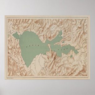 Póster Old Clear Lake California Map (1887) Vintage Bass