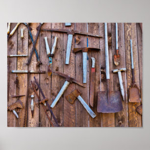 Póster Old construction tools