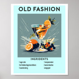Póster Old Fashion Cocktail Bar Wall Art