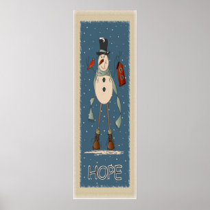 Póster Old Fashion Hope Snowman   Navidad