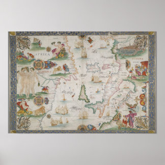 Póster Old fashioned Mediterranean sea map