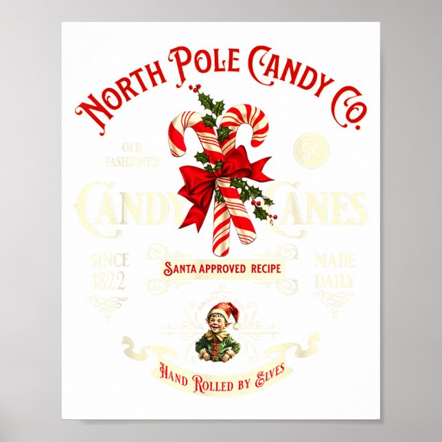 Póster Old Fashioned North Le Candy Cane Company Elf Chri (Frente)