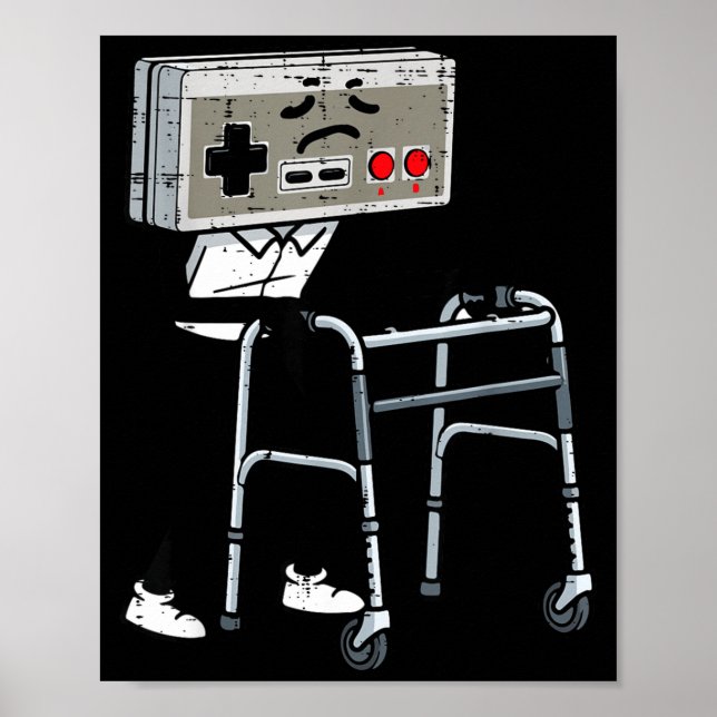 Póster Old Gaming Controller Walker Funny Gamer Men Women (Frente)