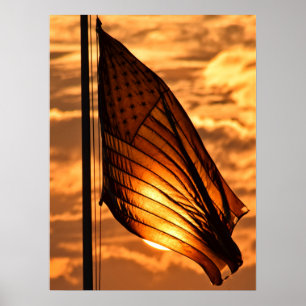 Póster Old Glory al Atardecer