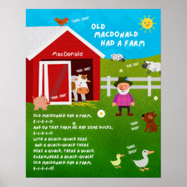 Póster Old MacDonald Nursery Rhyme Classroom Poster