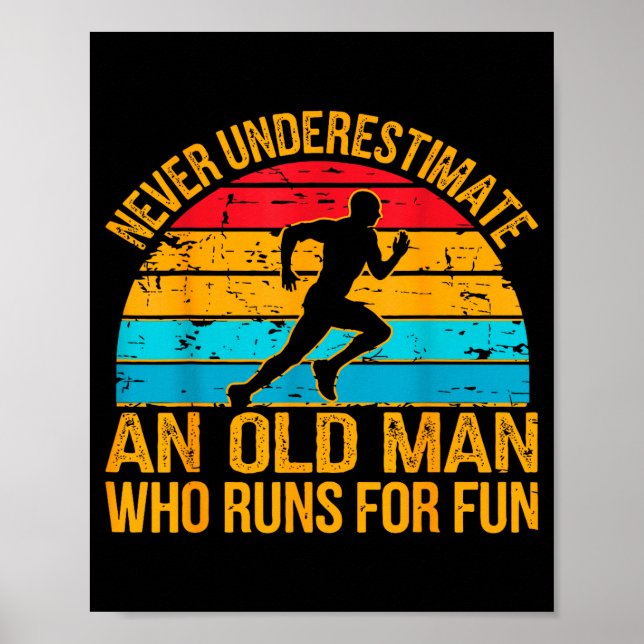 Póster Old Man Running Humor Fitness Lover Funny Senior R (Frente)