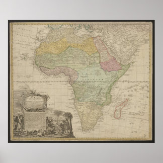 Póster Old Map of Africa, Africa Print, 1737