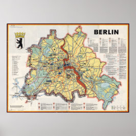 Póster Old Map of Berlin 1961, Cold War Era Print