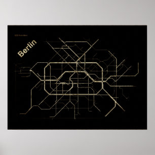 Póster Old map of Berlin Subway